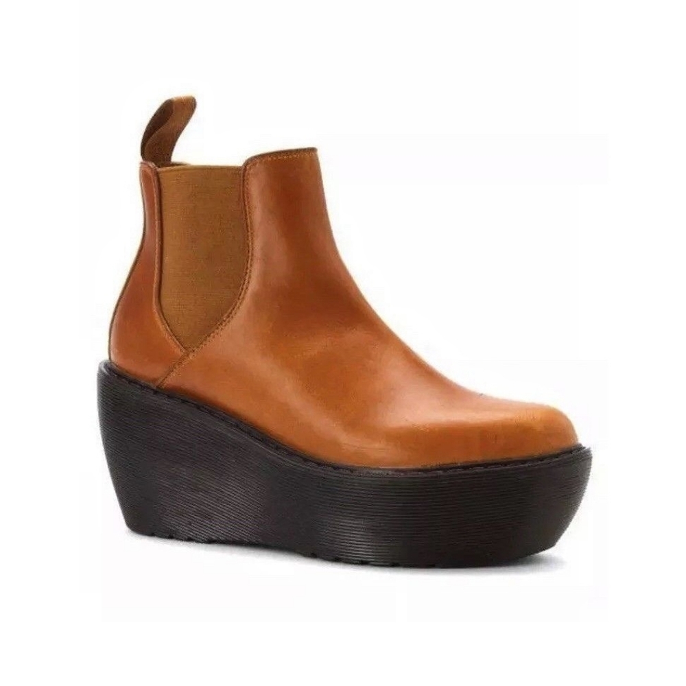 Doc Martens Ariel Mega Platform Brown Chelsea Boots